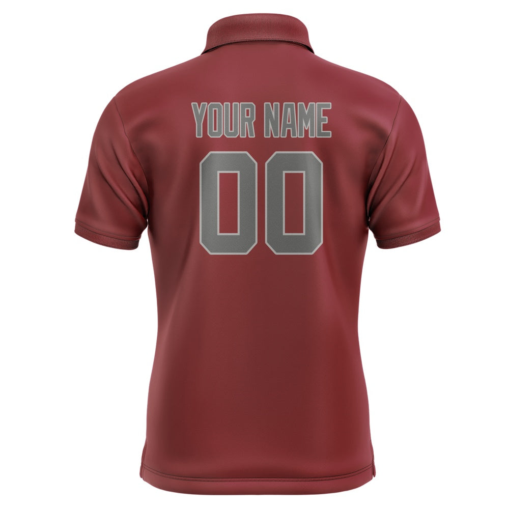 Custom Crimson Red Dark Grey Short-Sleeve Polo Shirt