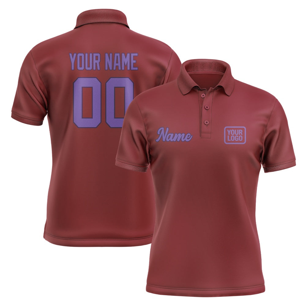 Custom Crimson Red Light Purple Short-Sleeve Polo Shirt