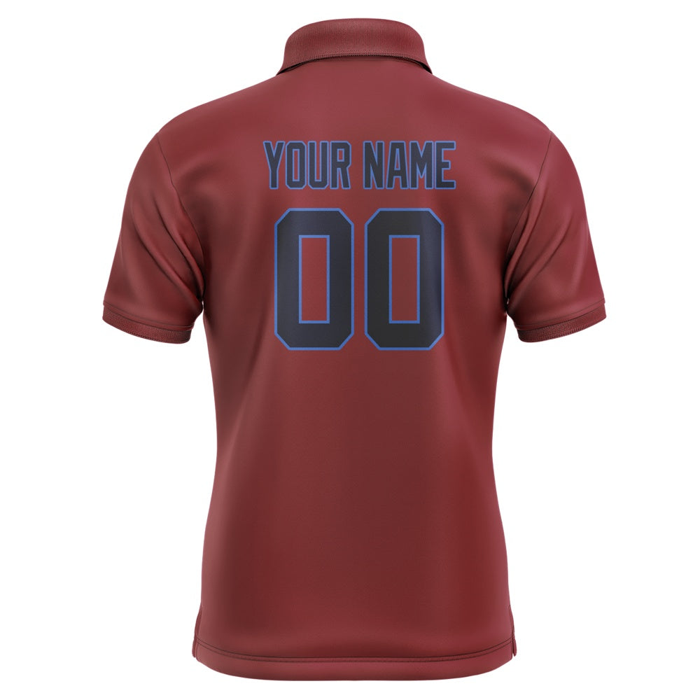 Custom Crimson Red Navy Short-Sleeve Polo Shirt
