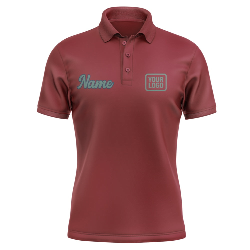 Custom Crimson Red Blue Green Short-Sleeve Polo Shirt