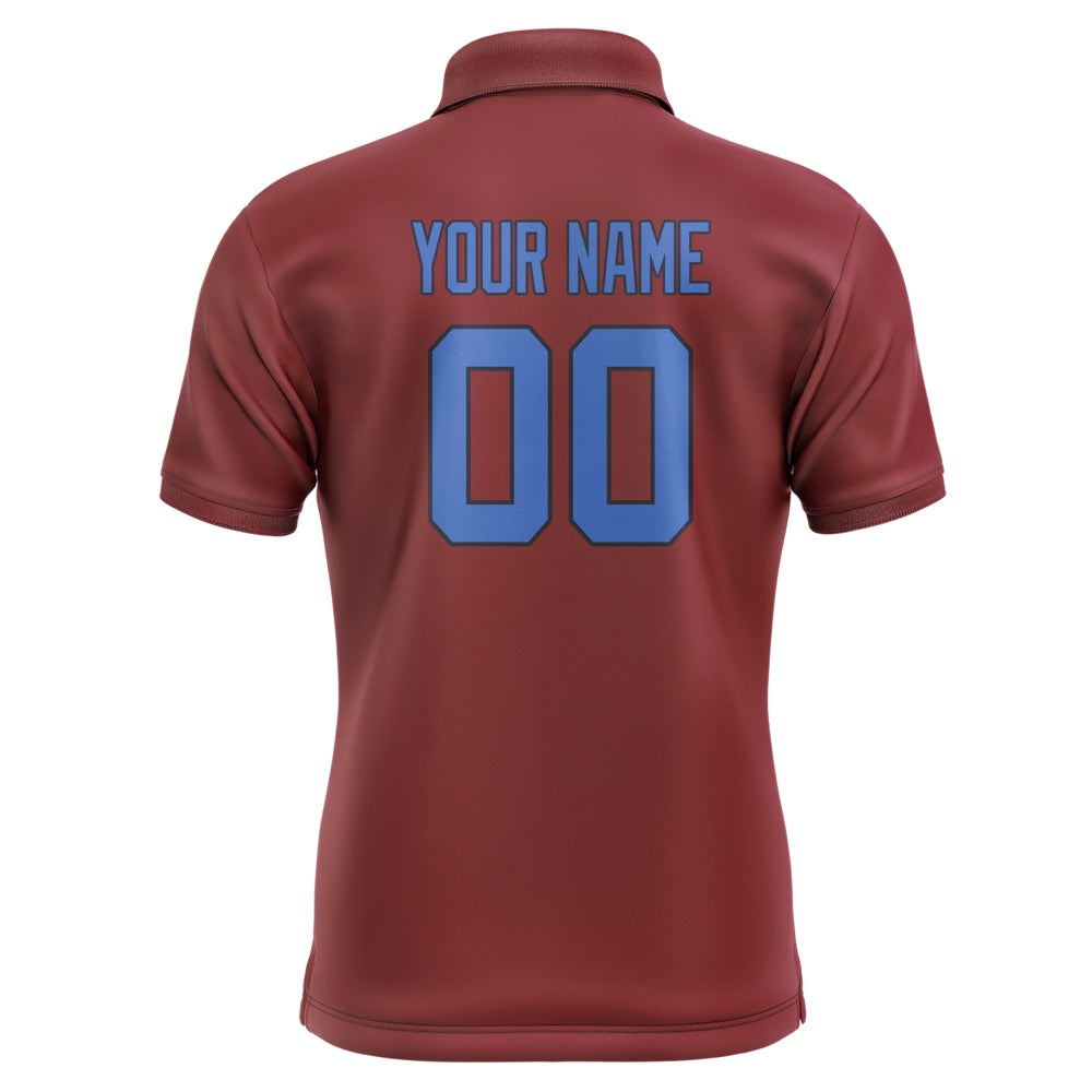 Custom Crimson Red Sky Blue Short-Sleeve Polo Shirt