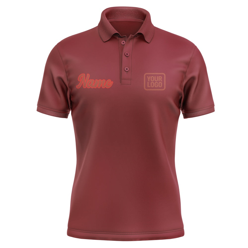 Custom Crimson Red Coral Red Short-Sleeve Polo Shirt