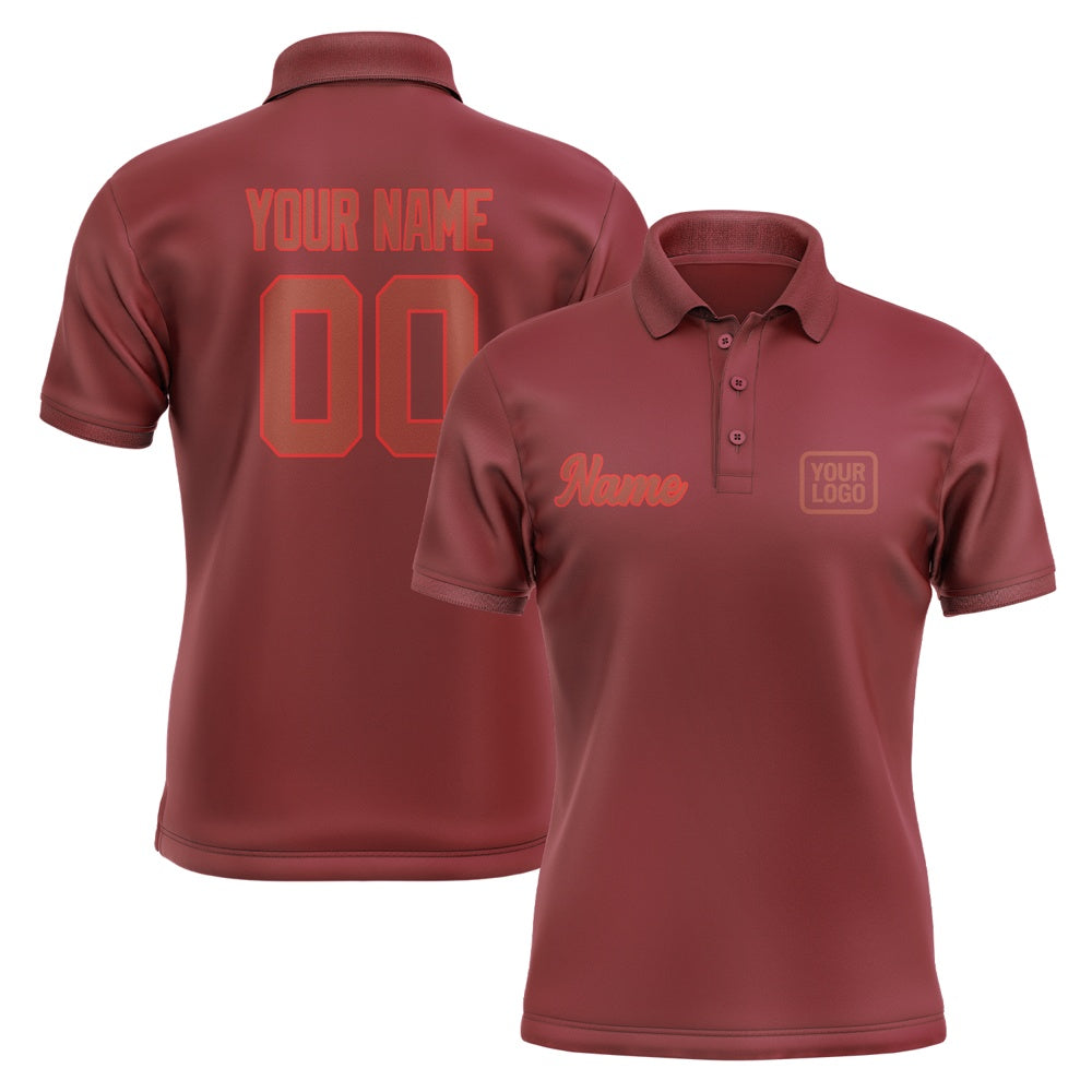 Custom Crimson Red Coral Red Short-Sleeve Polo Shirt