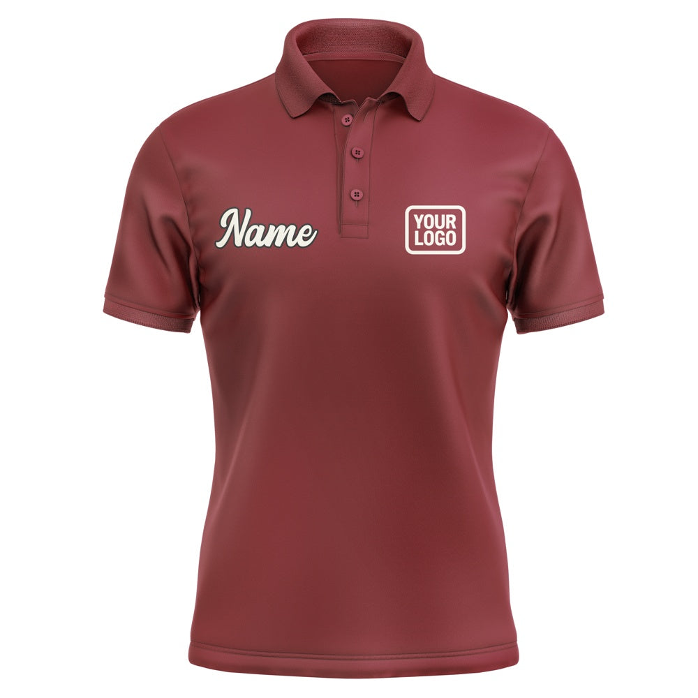 Custom Crimson Red Cream Short-Sleeve Polo Shirt