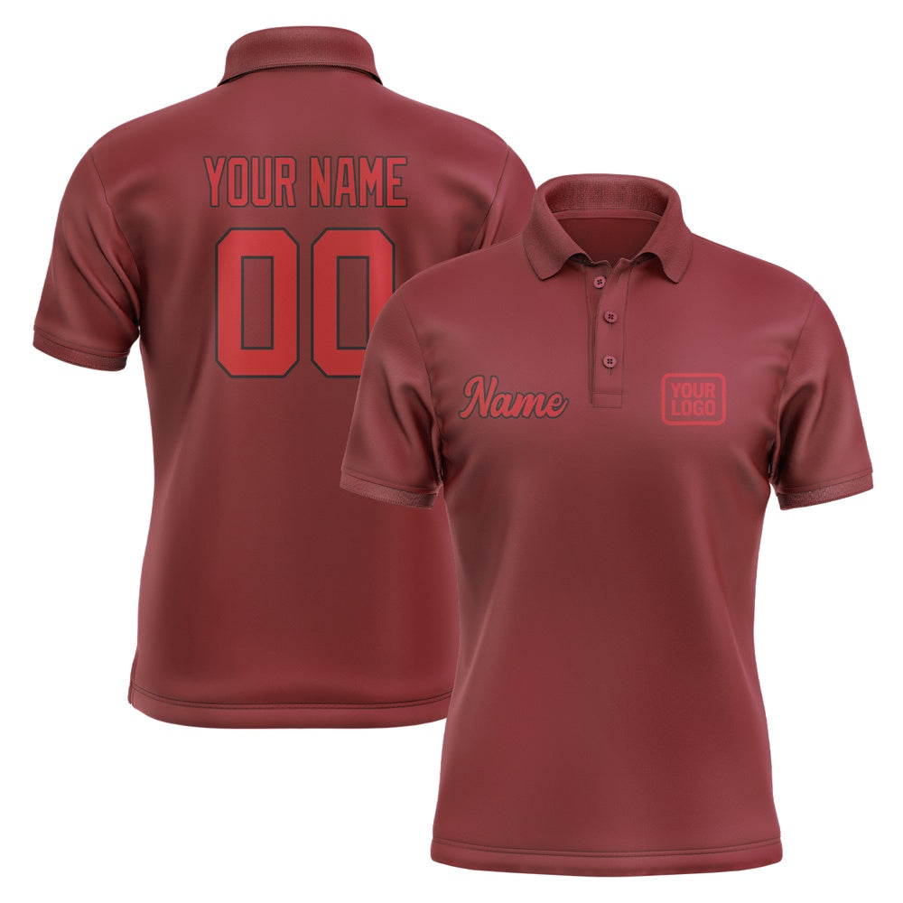 Custom Crimson Red Red Short-Sleeve Polo Shirt