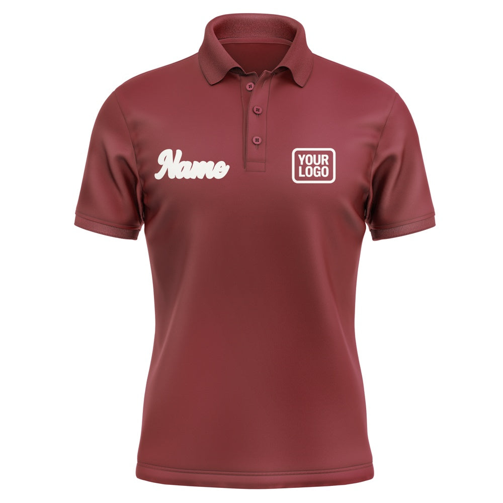Custom Crimson Red White Short-Sleeve Polo Shirt