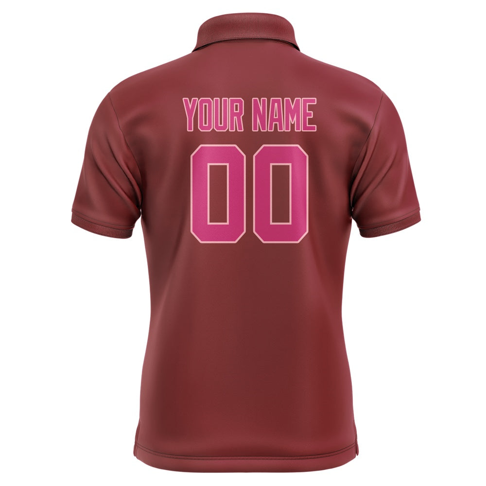 Custom Crimson Red Pink Short-Sleeve Polo Shirt
