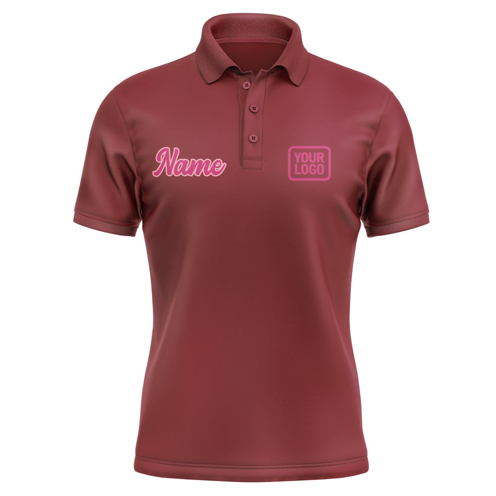 Custom Crimson Red Pink Short-Sleeve Polo Shirt