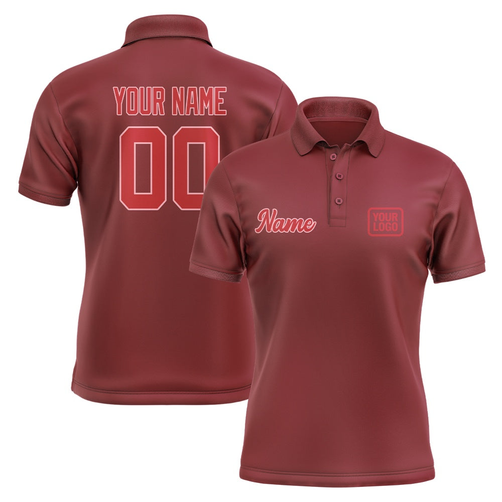 Custom Crimson Red Red Short-Sleeve Polo Shirt