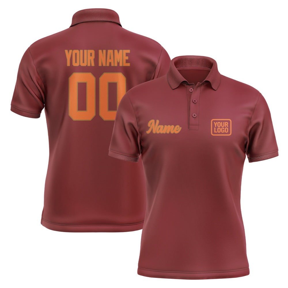 Custom Crimson Red Orange Short-Sleeve Polo Shirt