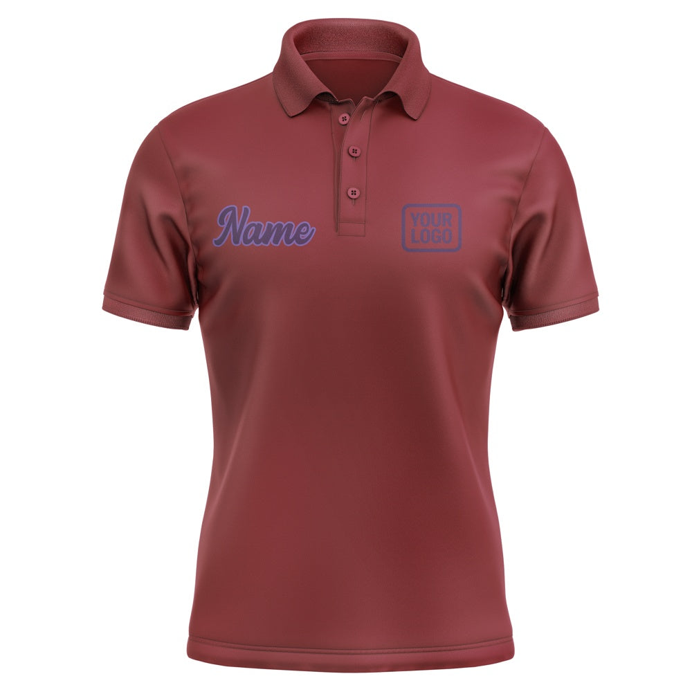 Custom Crimson Red Purple Short-Sleeve Polo Shirt