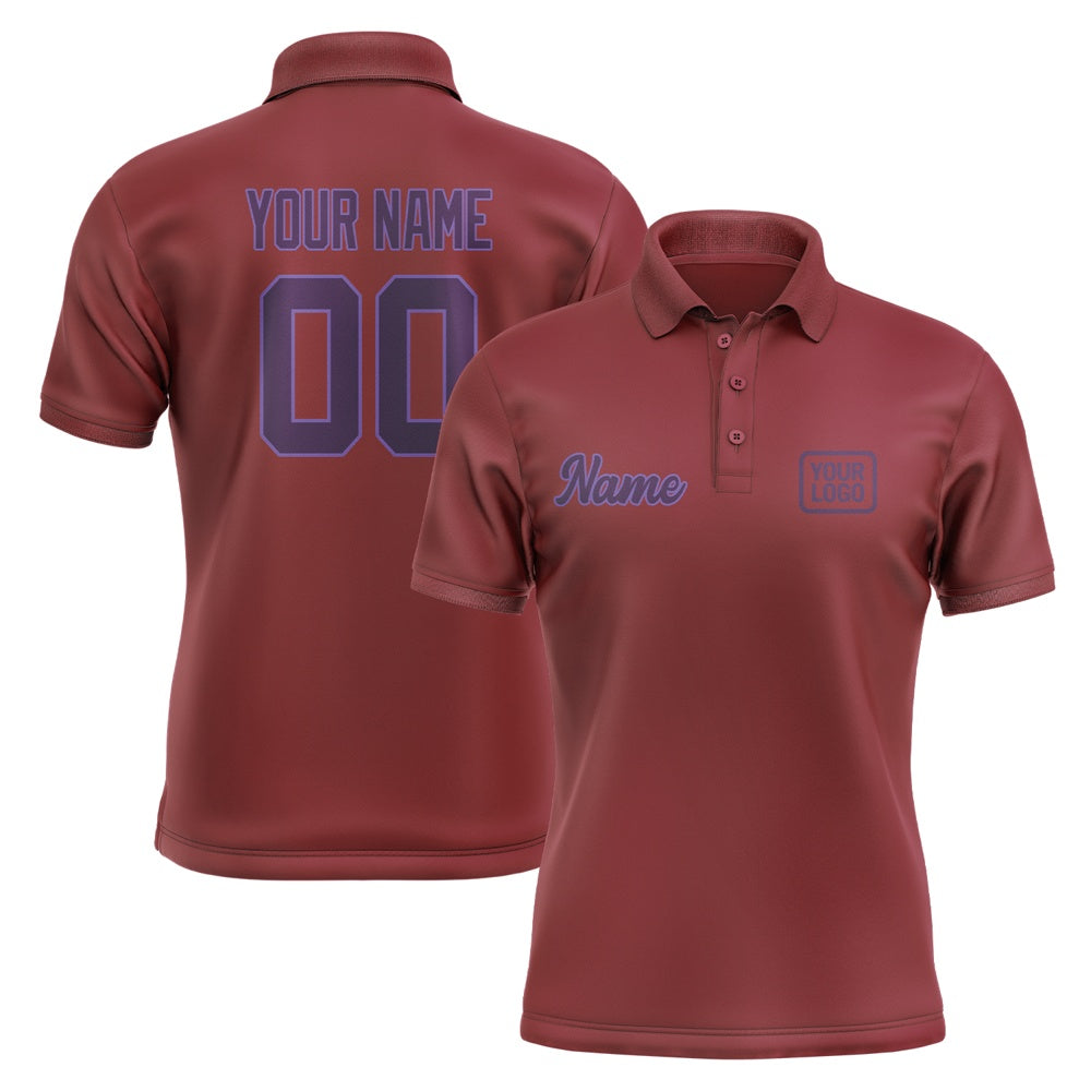 Custom Crimson Red Purple Short-Sleeve Polo Shirt