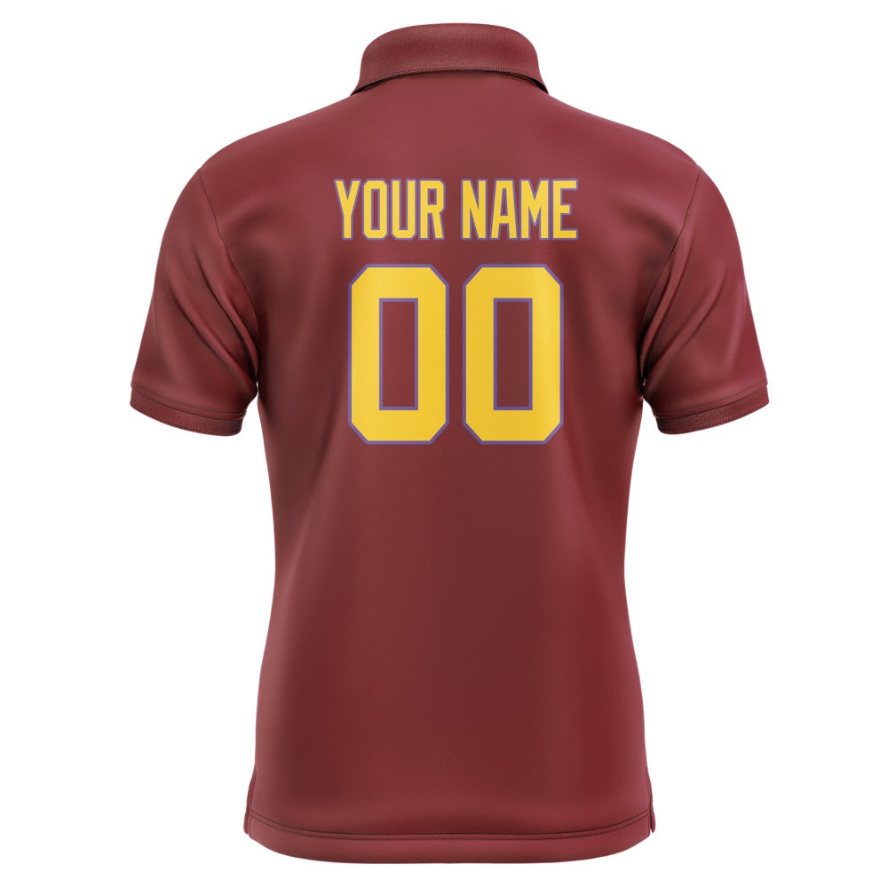 Custom Crimson Red Gold Short-Sleeve Polo Shirt