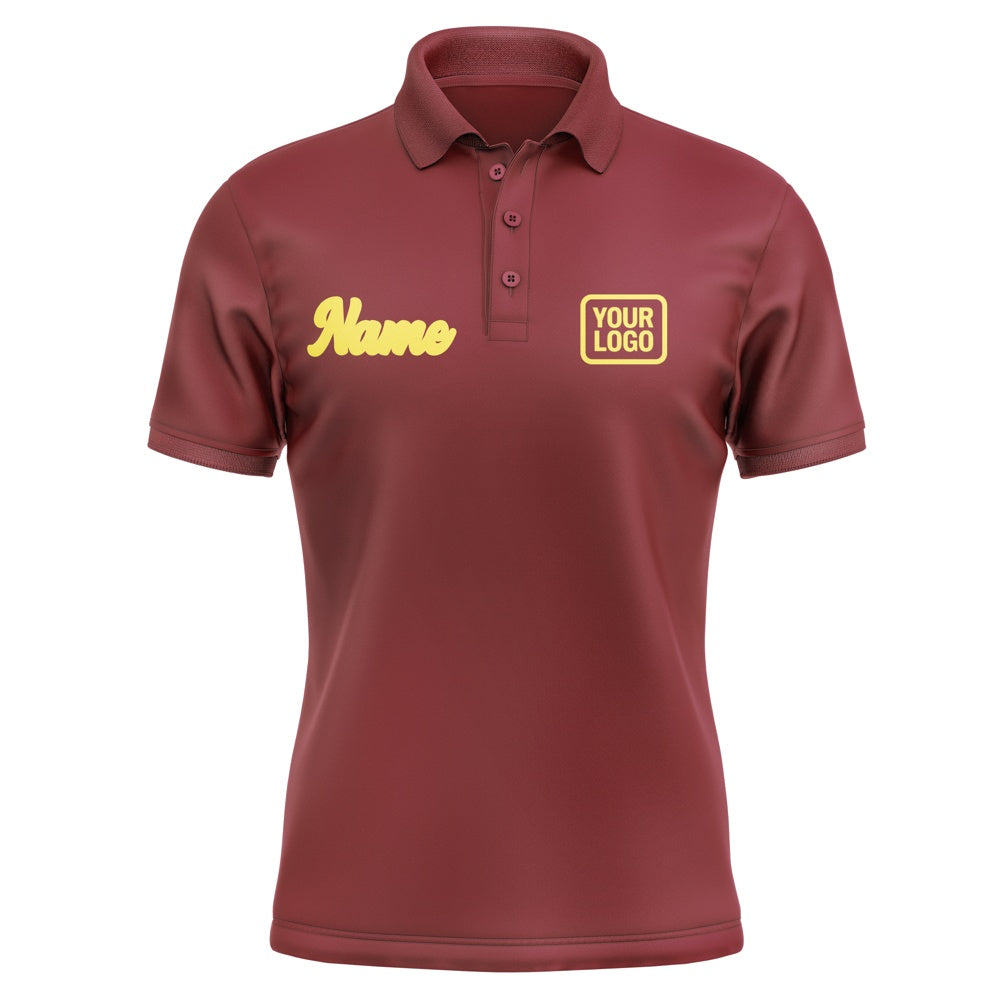Custom Crimson Red Light Yellow Short-Sleeve Polo Shirt