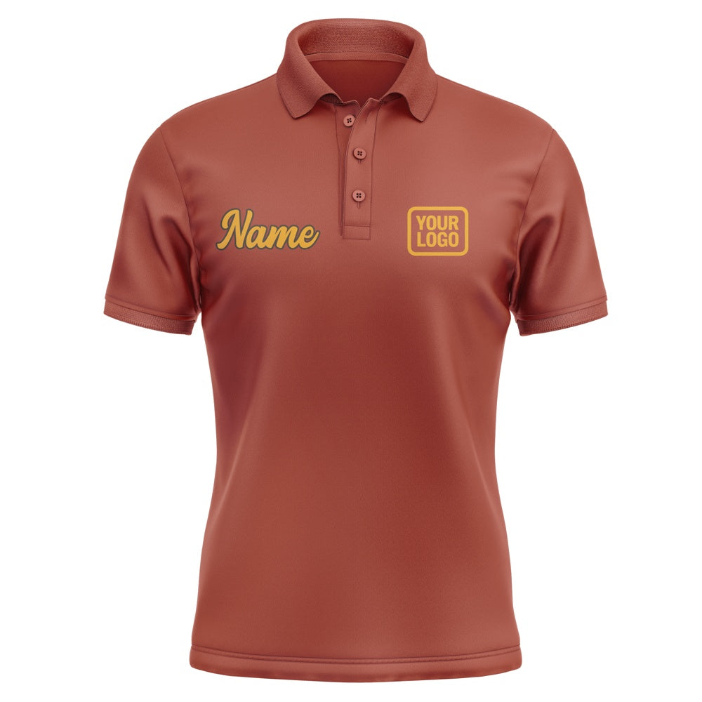 Custom Coral Red Yellow Short-Sleeve Polo Shirt