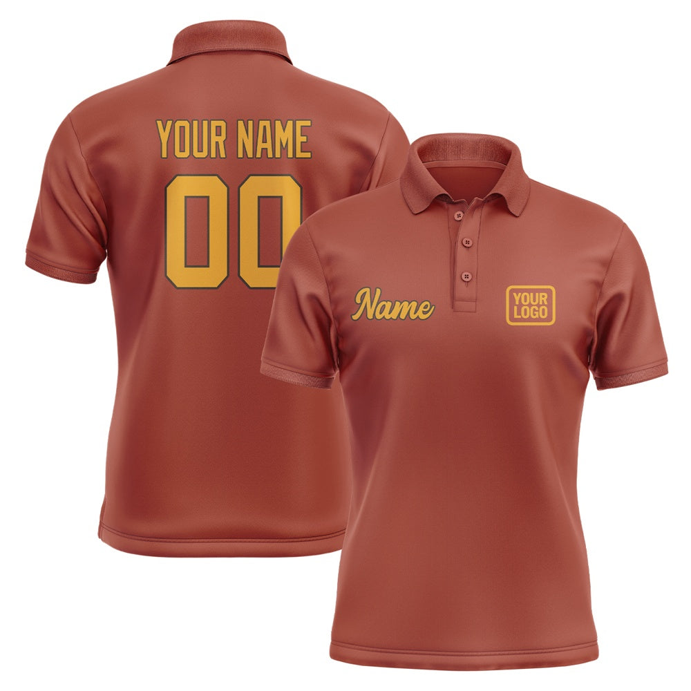 Custom Coral Red Yellow Short-Sleeve Polo Shirt
