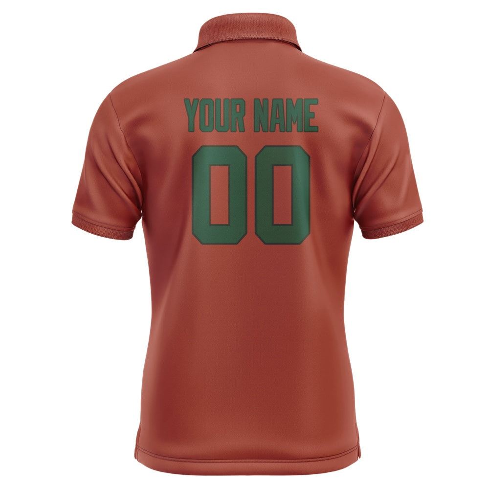 Custom Coral Red Green Short-Sleeve Polo Shirt