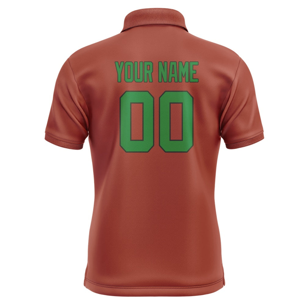 Custom Coral Red Emerald Green Short-Sleeve Polo Shirt