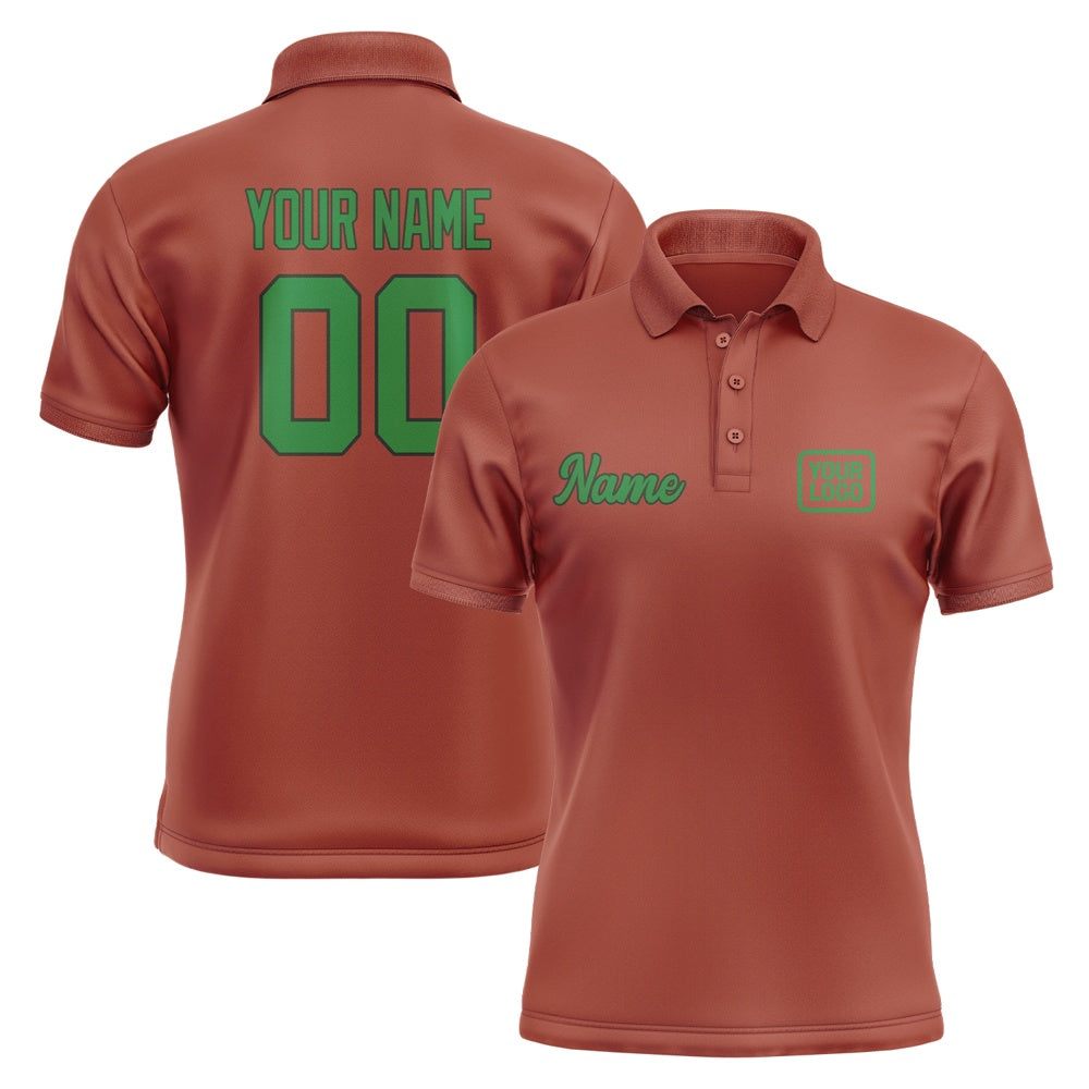 Custom Coral Red Emerald Green Short-Sleeve Polo Shirt