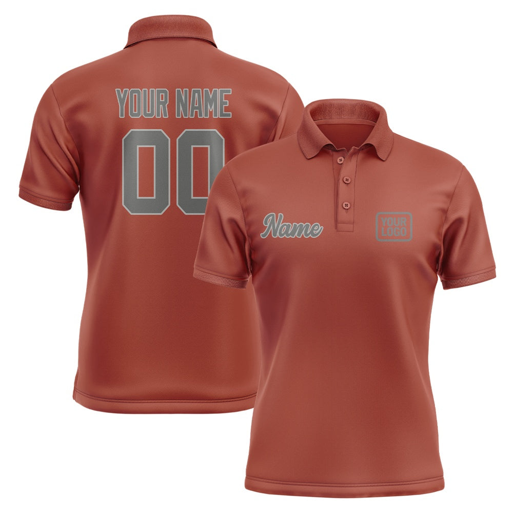 Custom Coral Red Dark Grey Short-Sleeve Polo Shirt