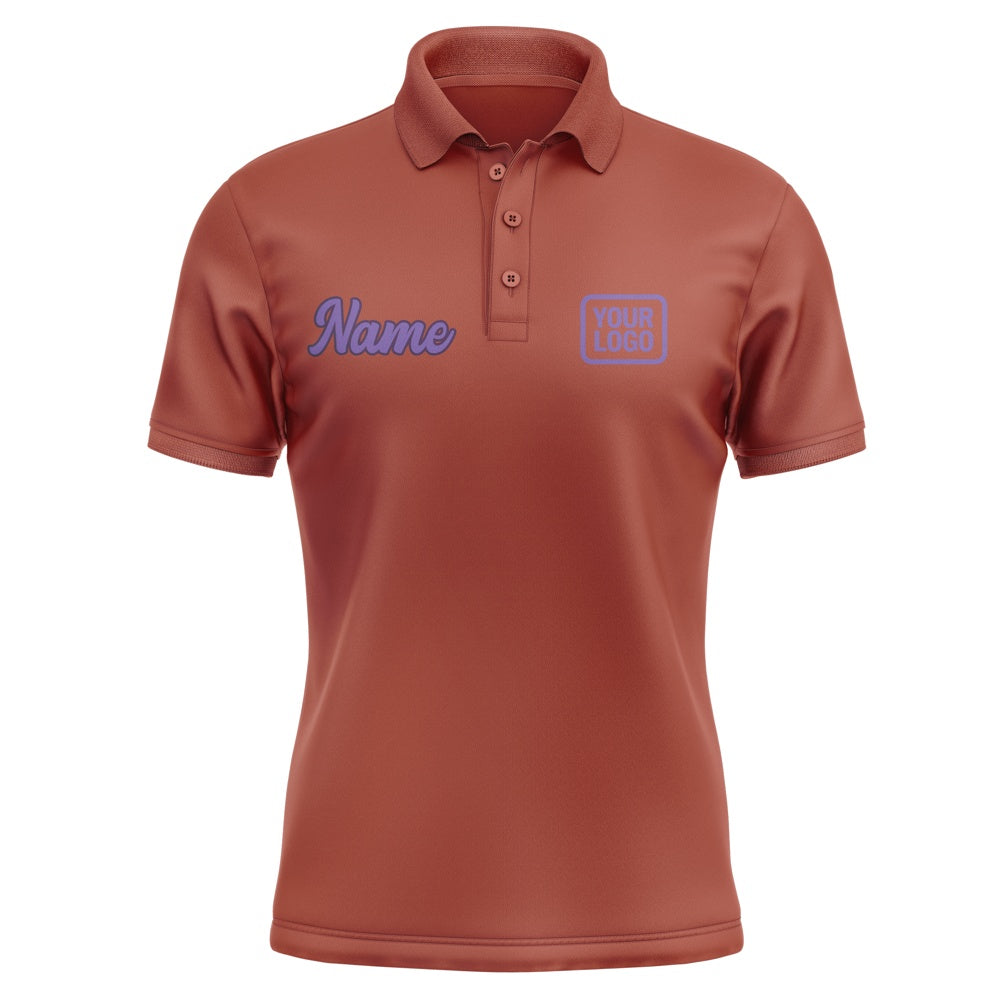 Custom Coral Red Light Purple Short-Sleeve Polo Shirt