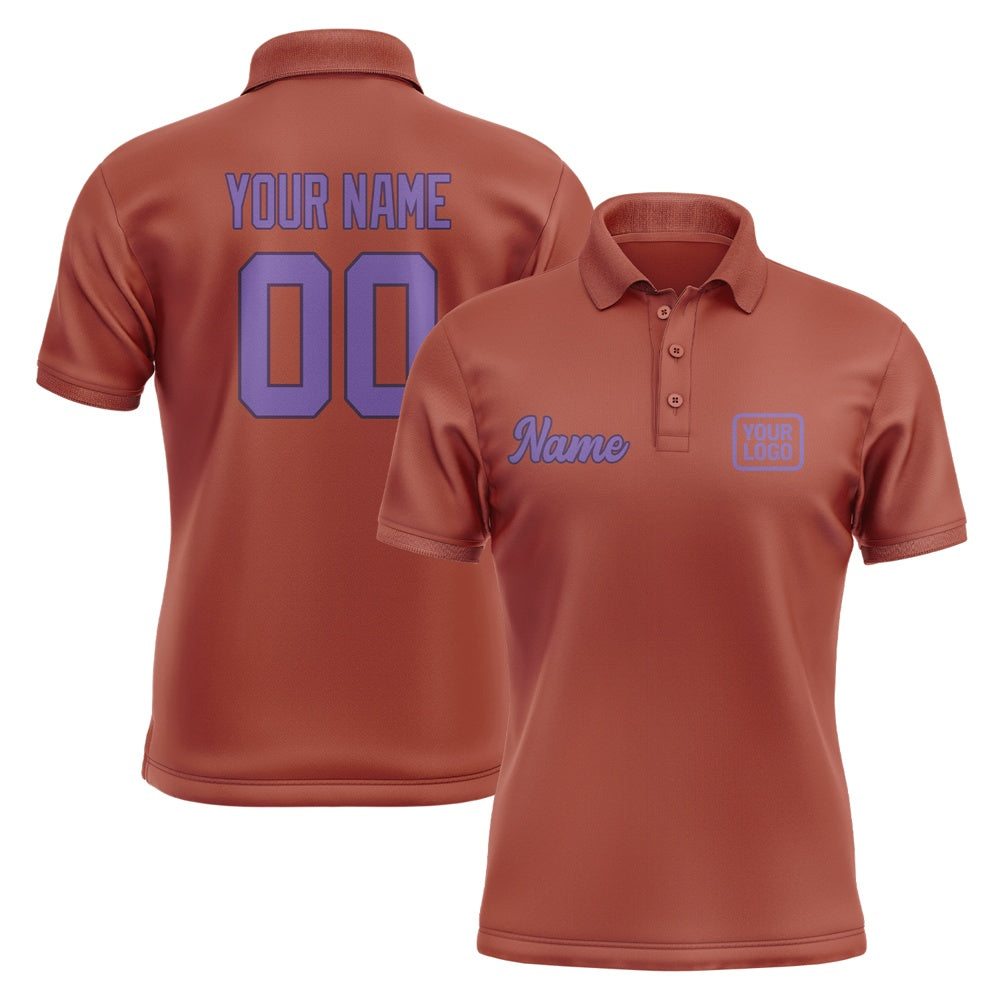 Custom Coral Red Light Purple Short-Sleeve Polo Shirt