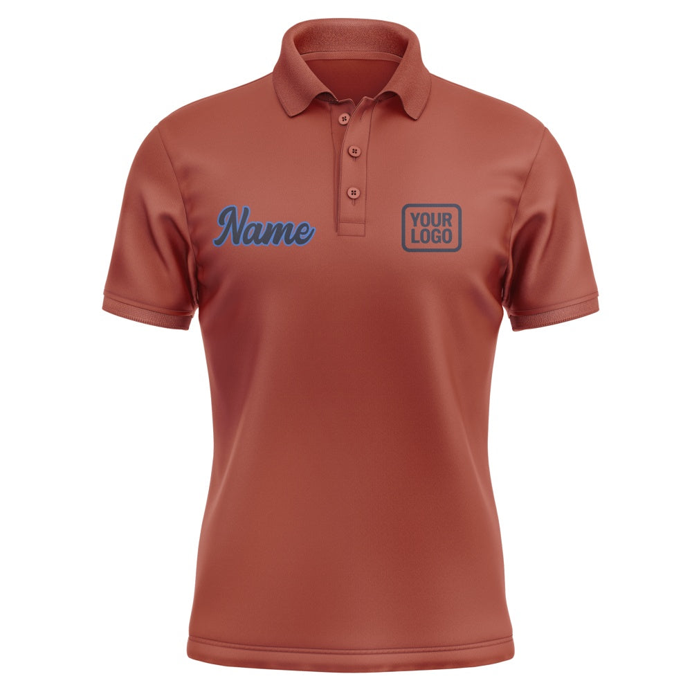Custom Coral Red Navy Short-Sleeve Polo Shirt