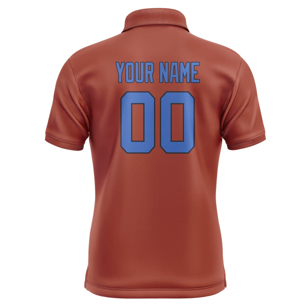 Custom Coral Red Sky Blue Short-Sleeve Polo Shirt
