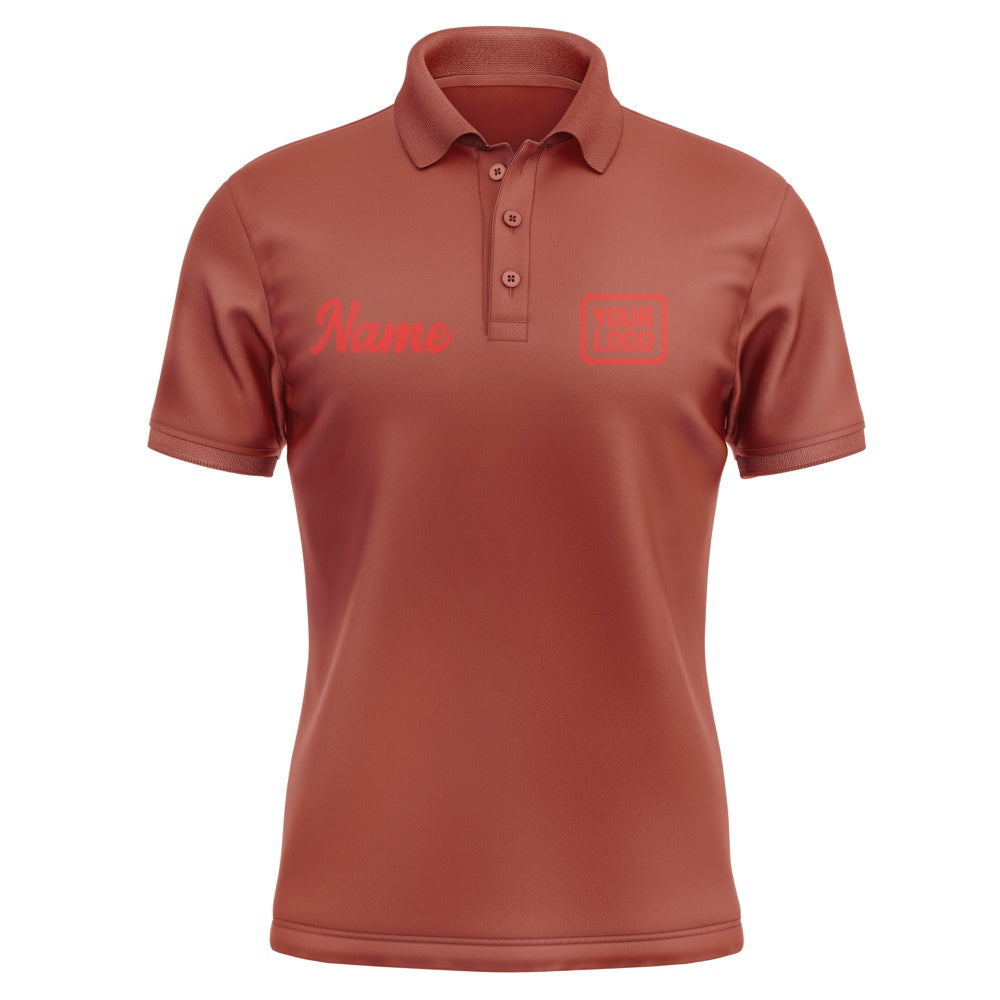 Custom Coral Red Orange Red Short-Sleeve Polo Shirt