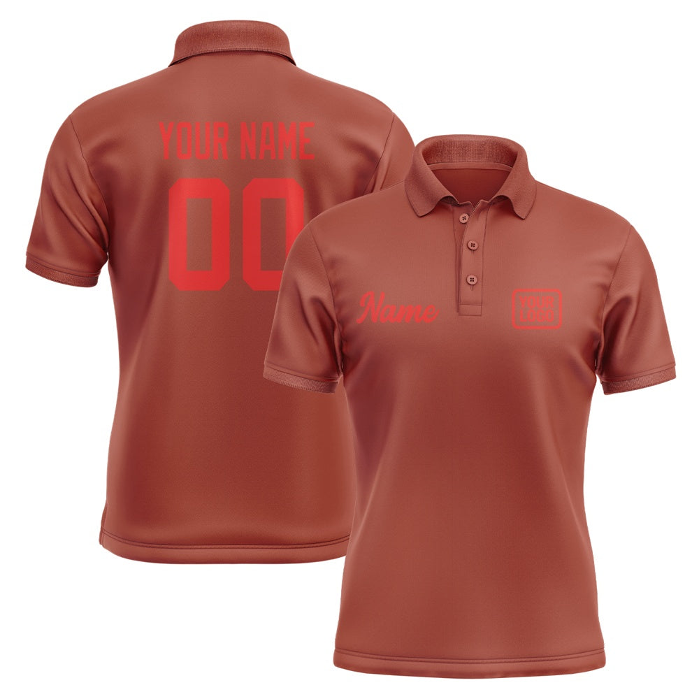 Custom Coral Red Orange Red Short-Sleeve Polo Shirt