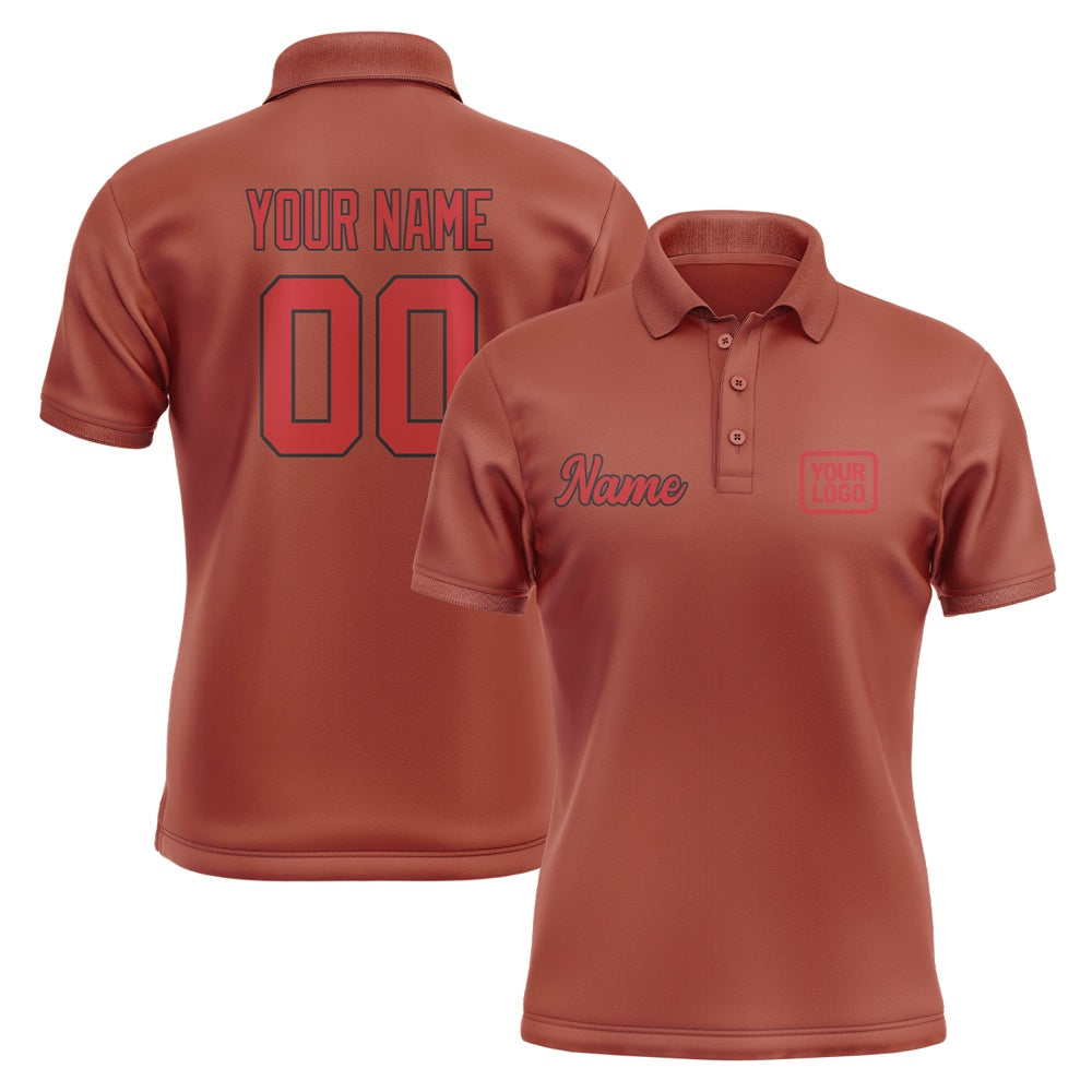 Custom Coral Red Red Short-Sleeve Polo Shirt