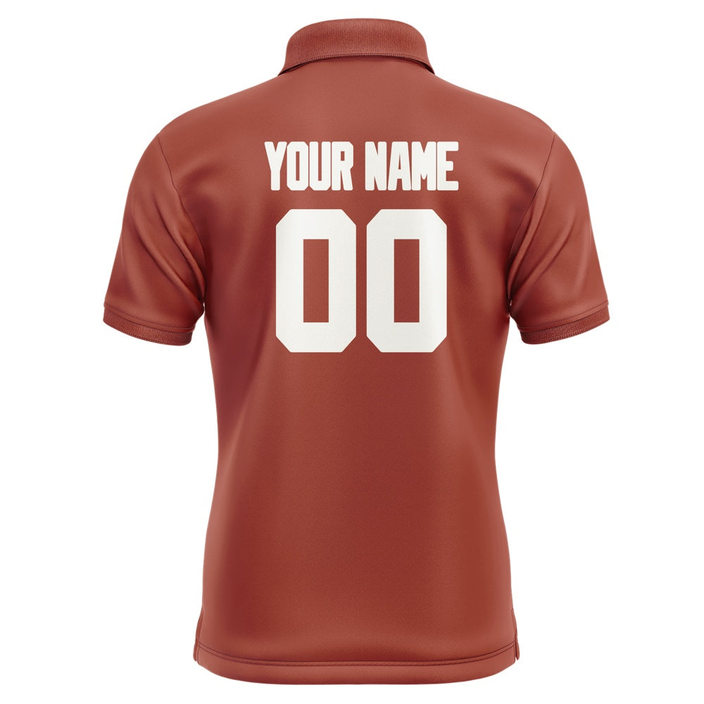 Custom Coral Red White Short-Sleeve Polo Shirt