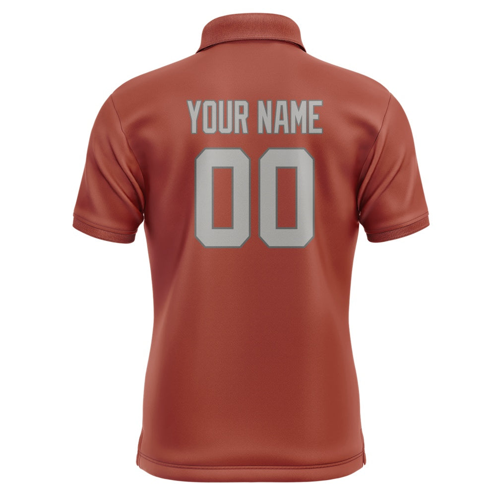 Custom Coral Red Gray Short-Sleeve Polo Shirt