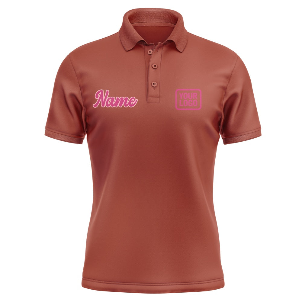 Custom Coral Red Pink Short-Sleeve Polo Shirt
