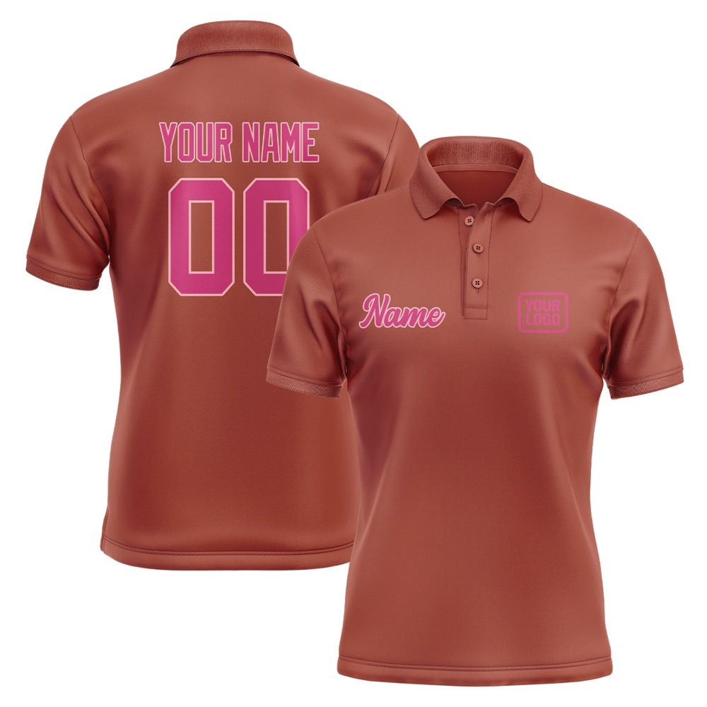 Custom Coral Red Pink Short-Sleeve Polo Shirt