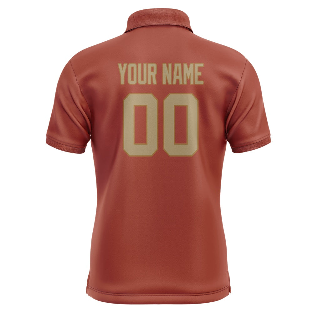 Custom Coral Red Light Khaki Short-Sleeve Polo Shirt