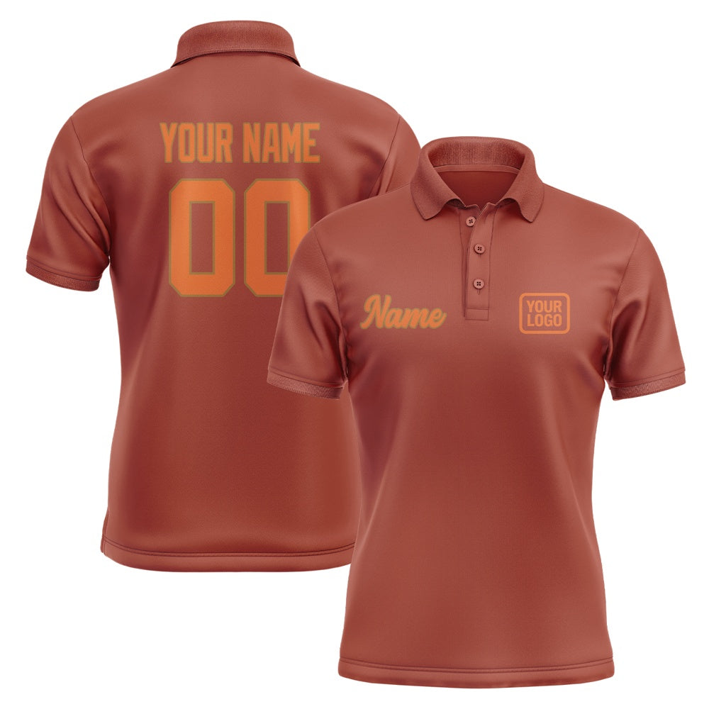 Custom Coral Red Orange Short-Sleeve Polo Shirt