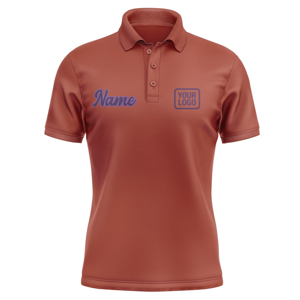 Custom Coral Red Purple Short-Sleeve Polo Shirt