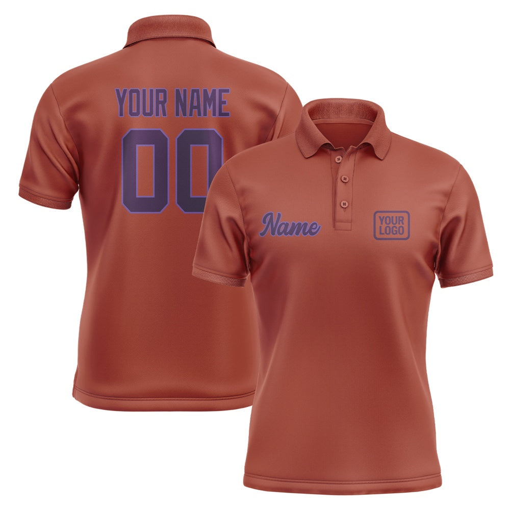 Custom Coral Red Purple Short-Sleeve Polo Shirt