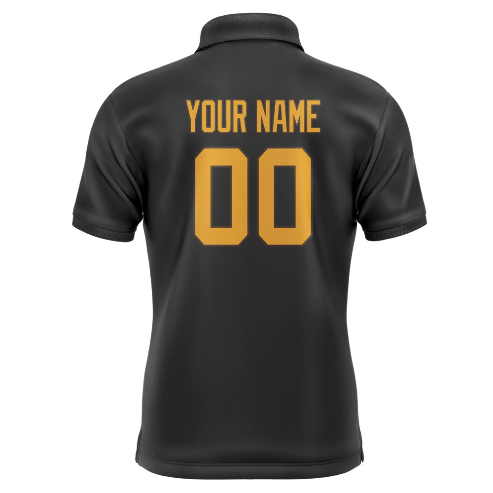 Custom Black Yellow Short-Sleeve Polo Shirt