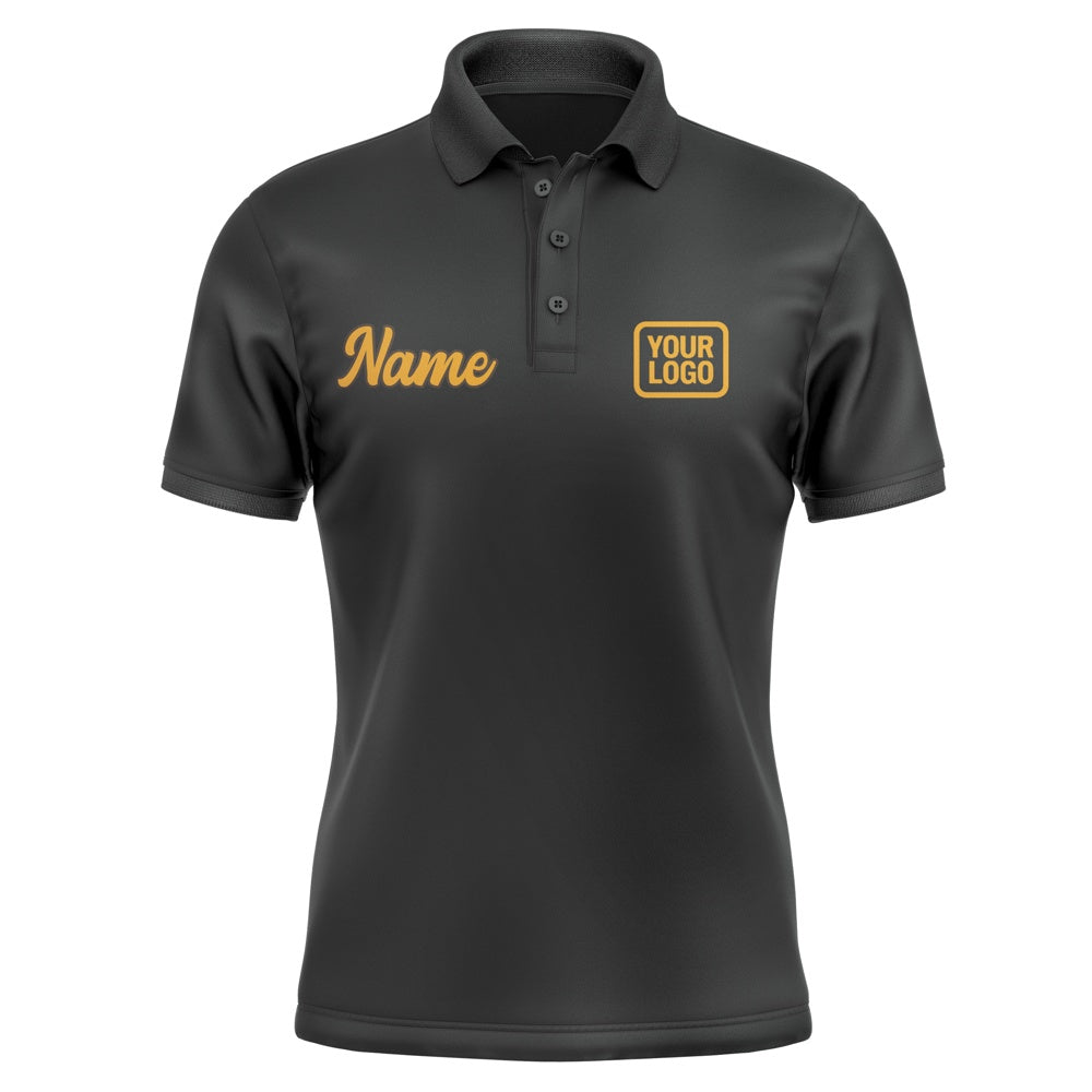 Custom Black Yellow Short-Sleeve Polo Shirt