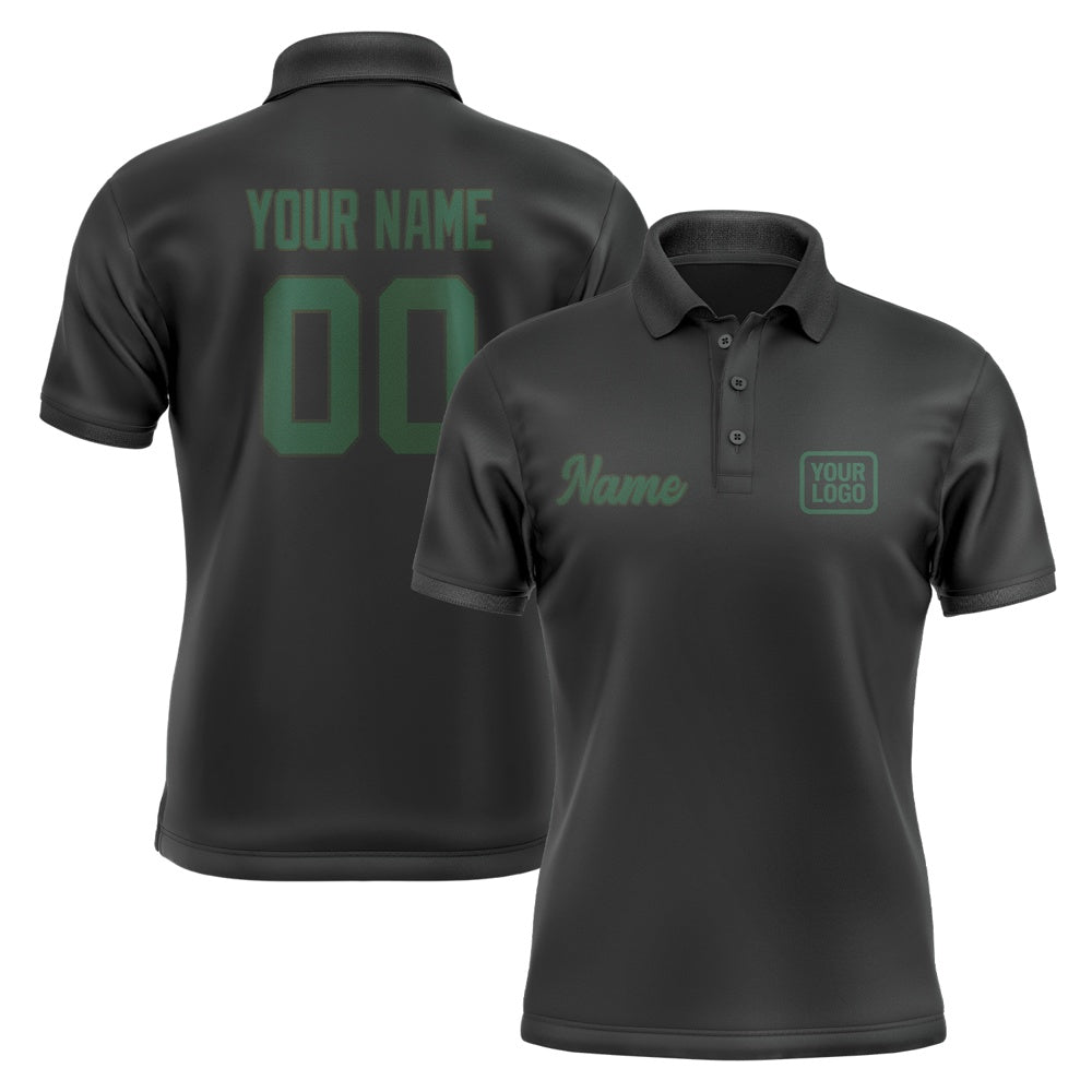 Custom Black Green Short-Sleeve Polo Shirt