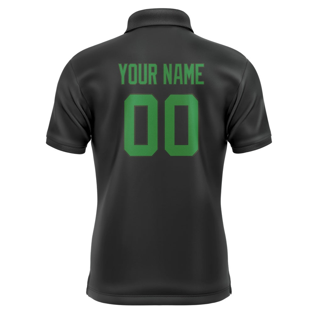 Custom Black Emerald Green Short-Sleeve Polo Shirt