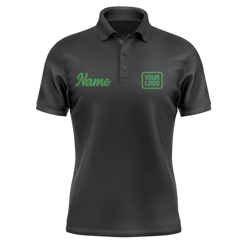 Custom Black Emerald Green Short-Sleeve Polo Shirt