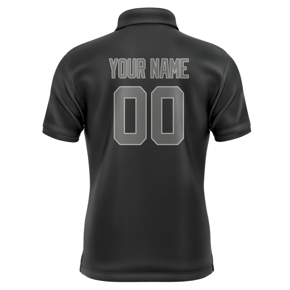 Custom Black Dark Grey Short-Sleeve Polo Shirt