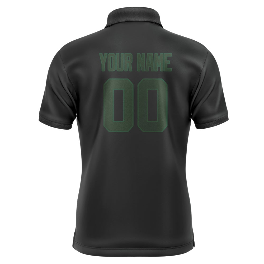 Custom Black Dark Green Short-Sleeve Polo Shirt