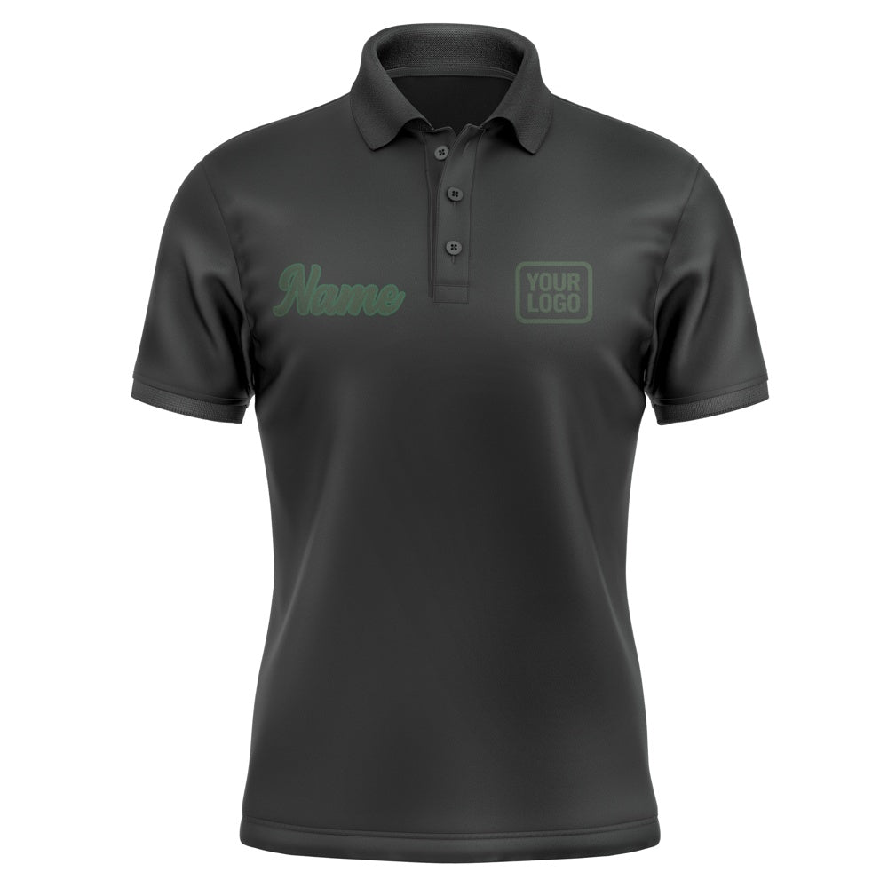 Custom Black Dark Green Short-Sleeve Polo Shirt