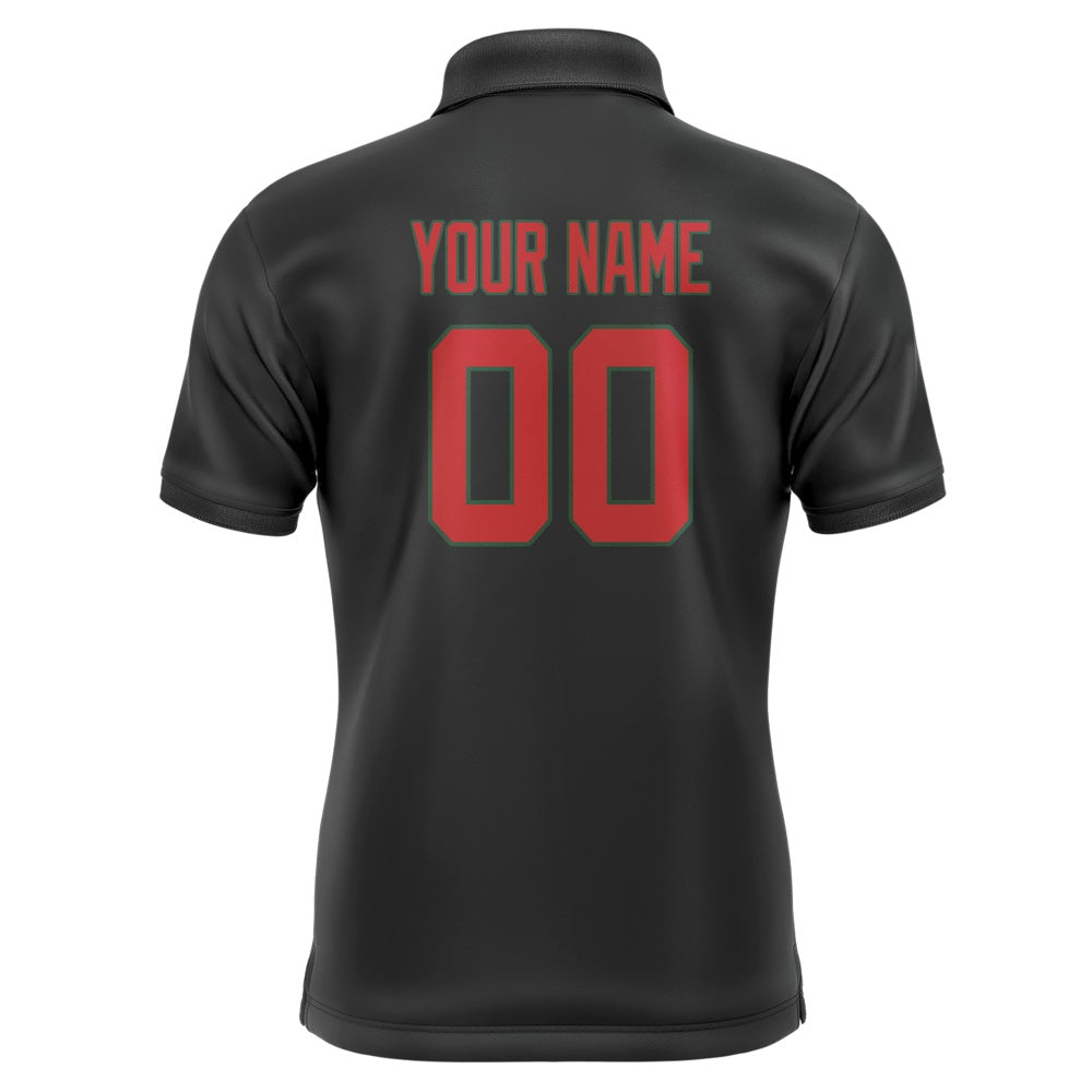 Custom Black Red Short-Sleeve Polo Shirt