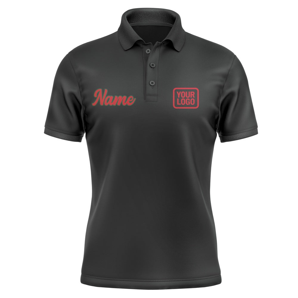 Custom Black Red Short-Sleeve Polo Shirt