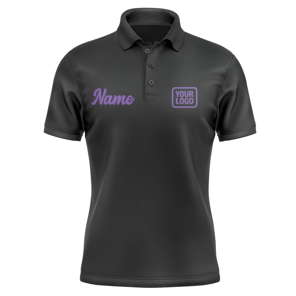 Custom Black Light Purple Short-Sleeve Polo Shirt